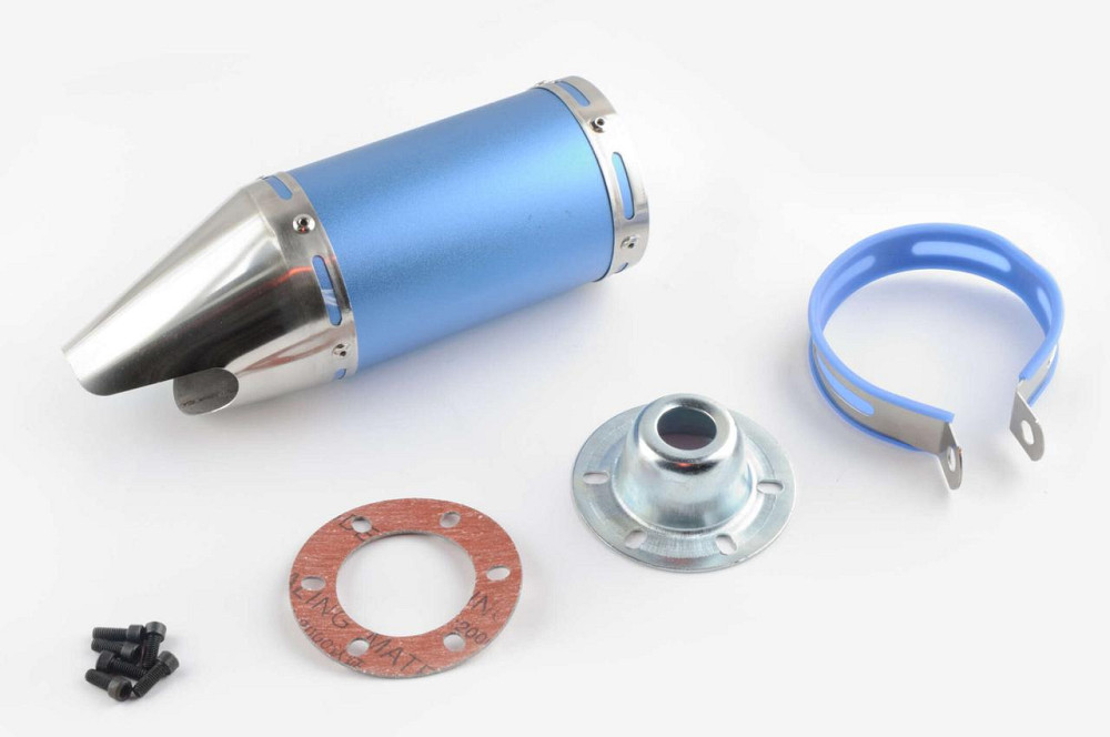 Глушник (тюнінг) 170*10 см, кріп. Ø78mm (нержавіюча сталь, короткий, синій, прямоток, mod:4) Мукачево - фото 1