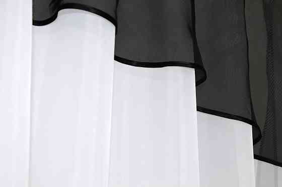 Гардина арка на кухню VR-Textil № 110к белый с черным 270х170 см (52-0316) Киев