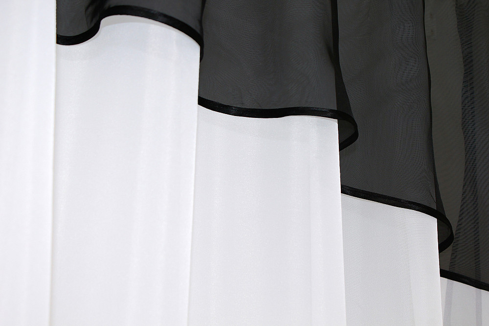 Гардина арка на кухню VR-Textil № 110к белый с черным 270х170 см (52-0316) Киев - изображение 4