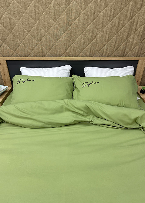 Комплект постільної білизни Сатин, Двоспальний 180х220 Оливковий (88-151) Київ - фото 5
