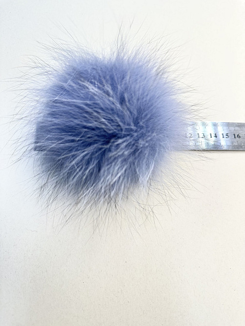 Помпони з натурального хутра песця на шапку 10-12см Блакитний Харків - фото 3