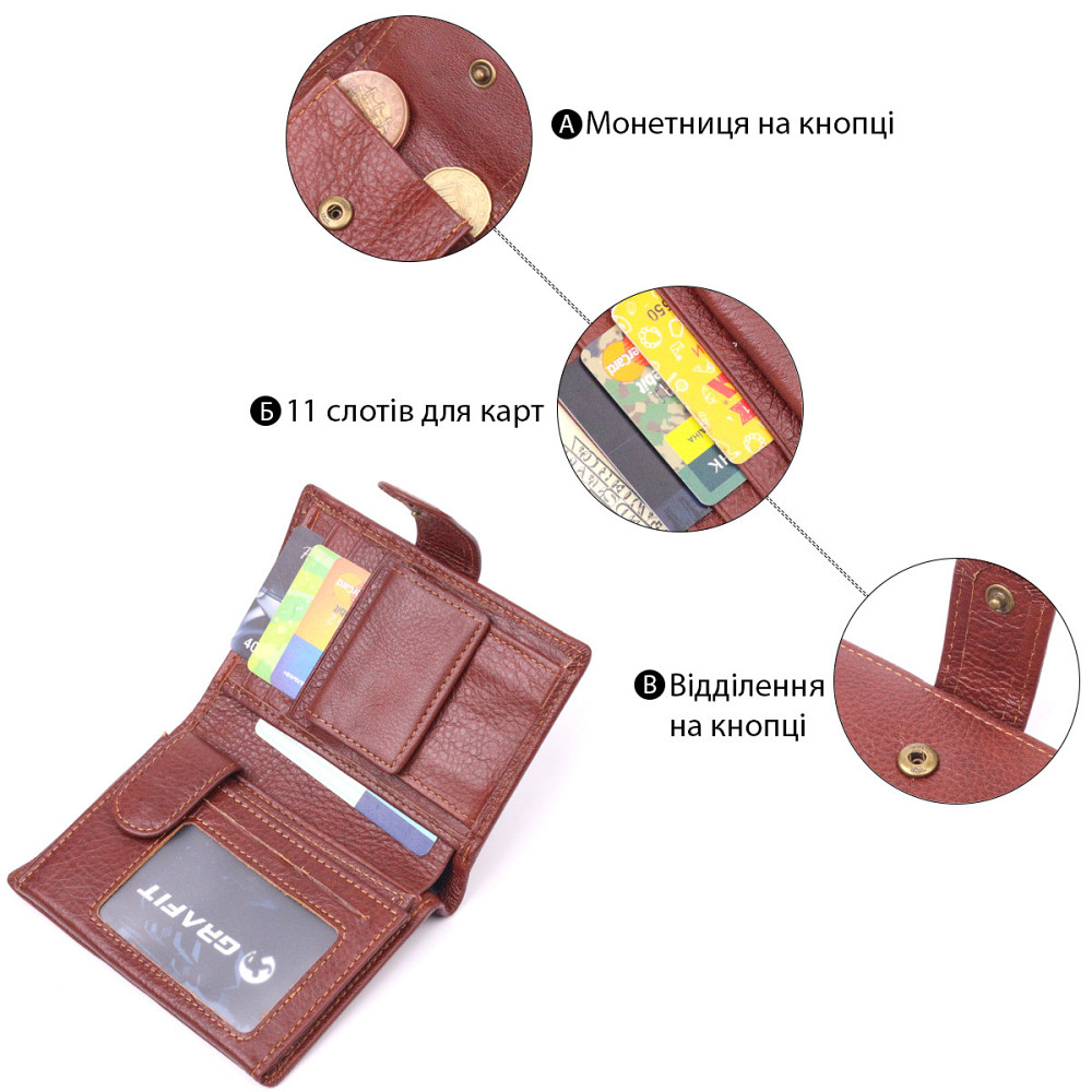 Вертикальний чоловічий портмоне з натуральної шкіри 21399 Vintage Коричневий Київ - фото 5