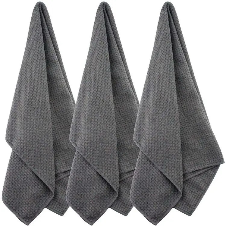 Набір 4 кухонні вафельні рушники Aquarius мікрофібра 40 х 60 см Сірий - М'які Суперпоглинаючі Буча - фото 8