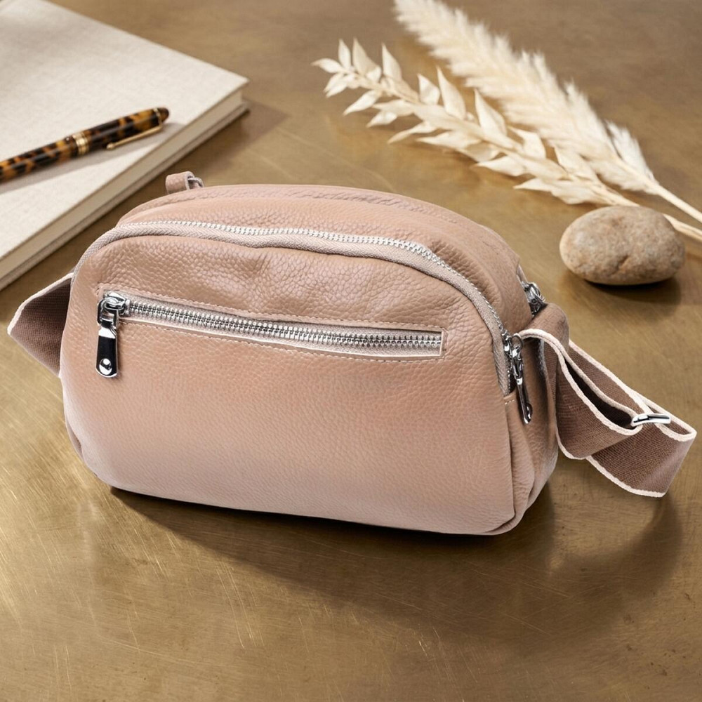 Сумка на кожен день із двома відділеннями з натуральної шкіри Vintage 22594 Бежевий Київ - фото 14