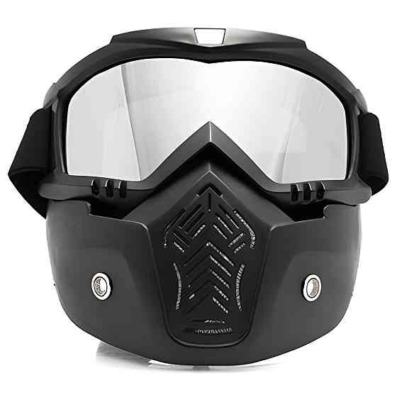 Мотоциклетна маска-окуляри RESTEQ срібляста — захисна трансформована маска для квадроцикла, велосипеда, моноколеса, лиж і Київ