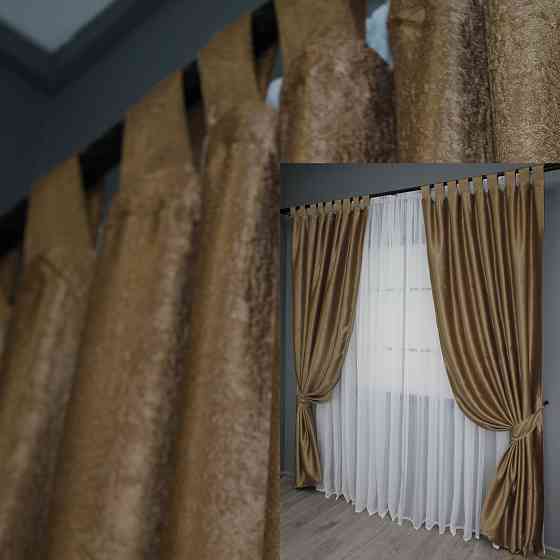 Комплект штор на петлях VR-Textil Софт № 095ш 150х250 см 2 шт Коричневий (36-0001) Киев