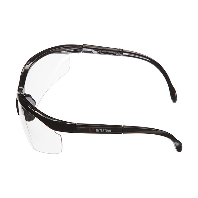 Окуляри захисні, прозорі, лінзи полікарбонат, заушники полікарбонат чорні, захист від удару, оптичний клас 3 INTERTOOL SP-0089 Київ - фото 4
