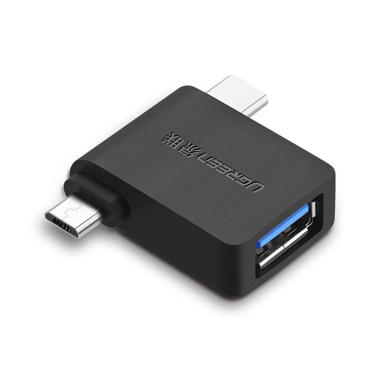 2 в 1 OTG адаптер Ugreen Micro USB + USB-C к USB3.0 30453 (Черный) Николаев - изображение 1