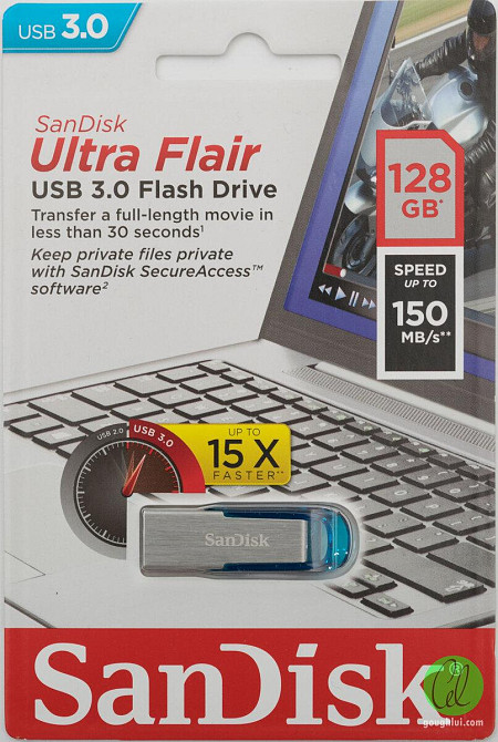 Флешка flash SanDisk USB накопичувач 3.0 Ultra Flair 128Gb, колір блакитний SDCZ73-128G-G46B Одеса - фото 2