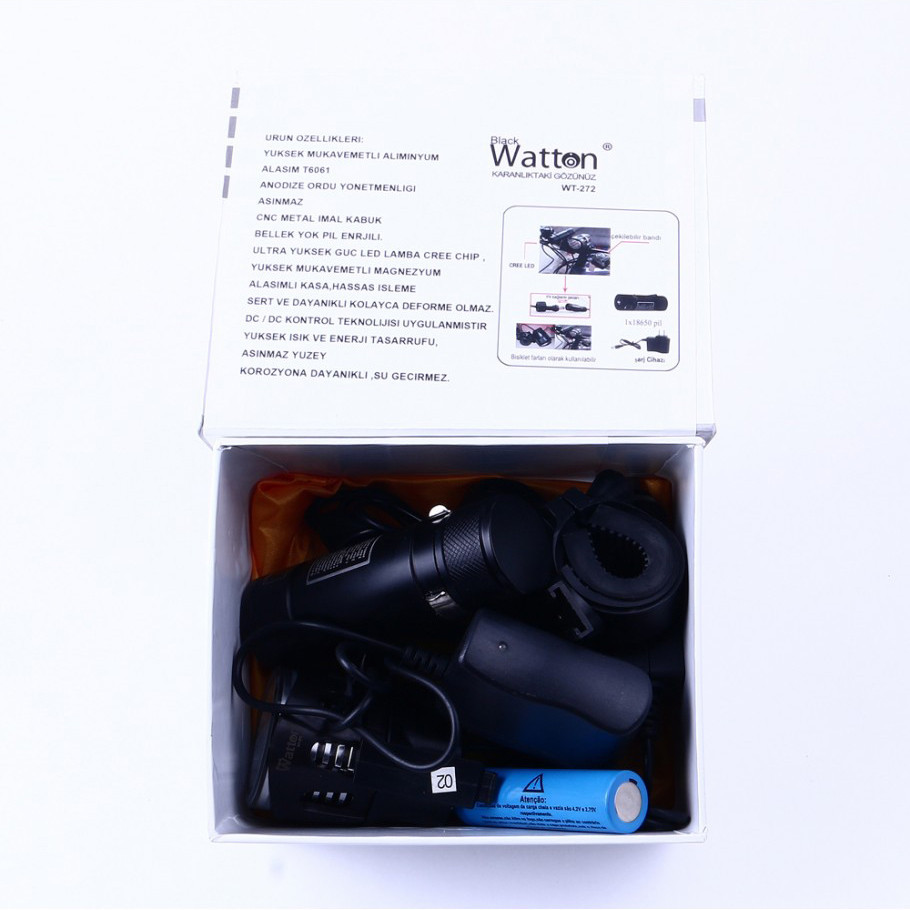 Велосипедний ліхтар передній акумуляторний світлодіодний Cree T6 Watton WT-272 велоліхтарик з кріпленням Кам'янець-Подільський - фото 8