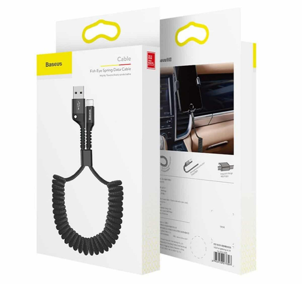 Кабель Baseus Fish eye Spring Data Cable Lightning 1m Black Киев - изображение 2