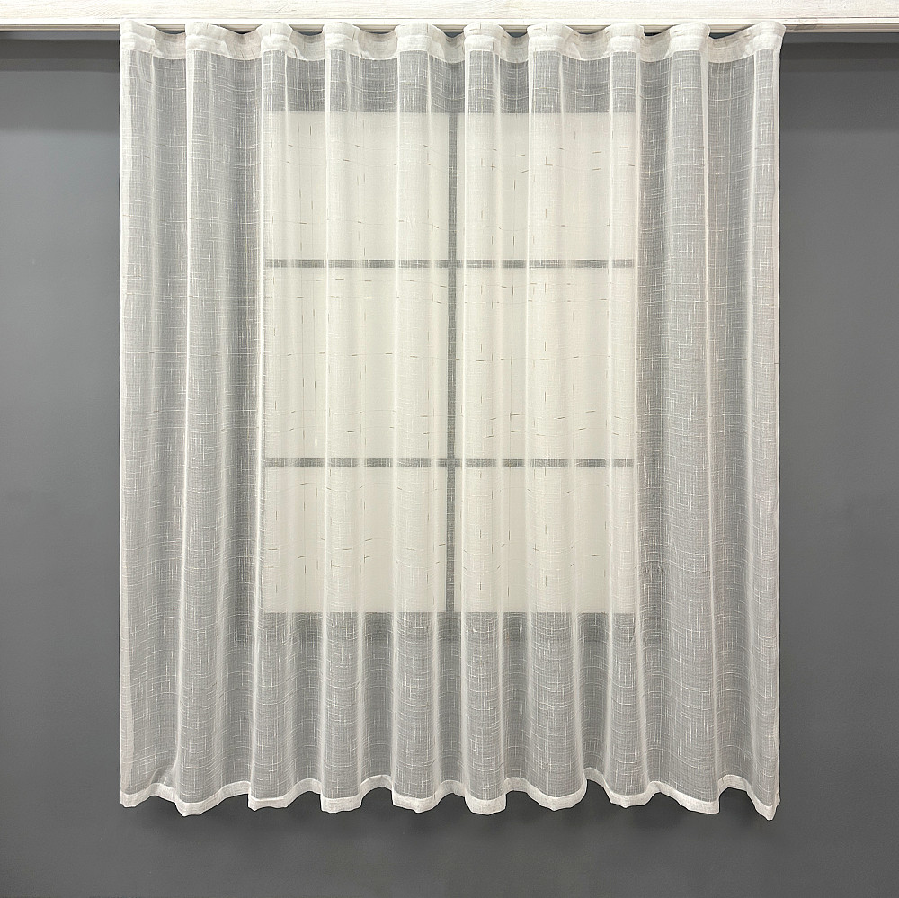 Короткий тюль VR-Textil 1211т Івонна Льон Молочний з золотистим вкрапленням 270х170 см (43-338) Київ - фото 1