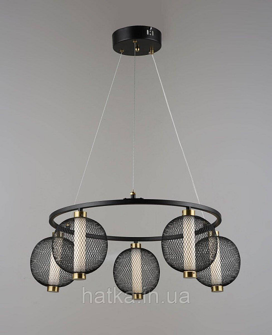 Люстра підвісна світлодіодна VALESO 5 плафонів LED Чорний Золото Метал 3000K+6500K YH1466/5 Київ - фото 1