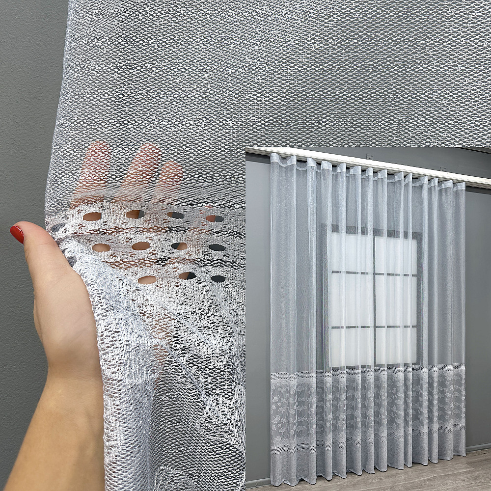 Тюль VR-Textil 2142т Жакард Сіро-блакитний 500х270 см (43-417) Київ - фото 1