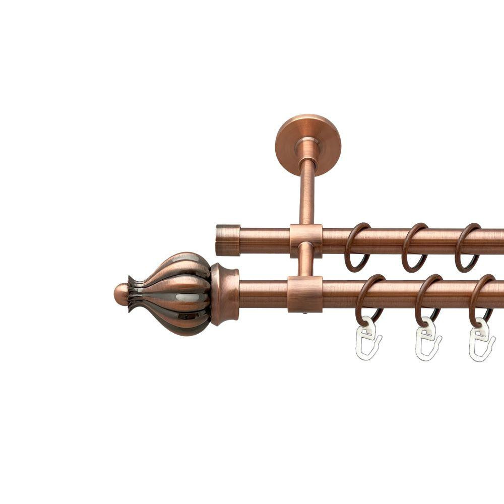 Карниз Orvit Таджа металевий дворядний закритий гладка труба кільце металеве Мідь 16\16 мм 160 см (00-00019959) Львів - фото 1