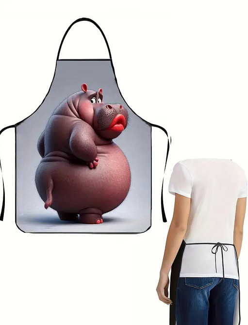 Фартух з приколом Бегемот 80 на 60 см різнобарвний Київ - фото 5