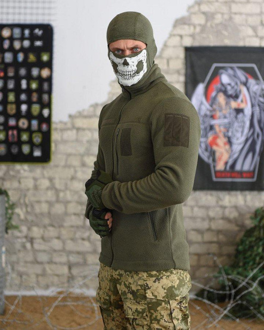 Свитер на змейке олива флисовый теплый мужской Одесса - изображение 12