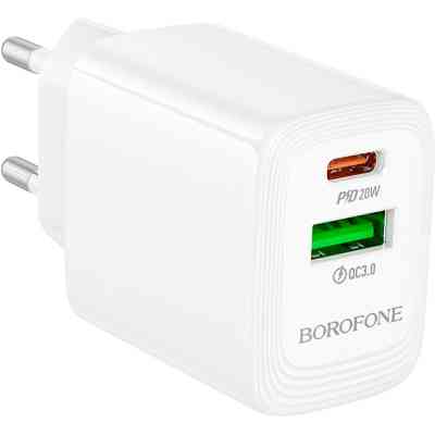 Зарядний пристрій BOROFONE BN27 Fuente 1xUSB-C PD20W + 1xUSB QC3.0 White (6941991120268) Вінниця