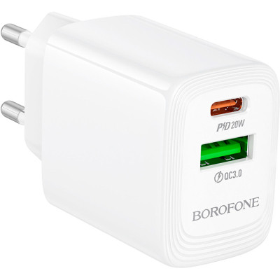 Зарядний пристрій BOROFONE BN27 Fuente 1xUSB-C PD20W + 1xUSB QC3.0 White (6941991120268) Вінниця - фото 2