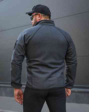 Кофта фліс соти Гексагон на блискавці Сіра Запоріжжя