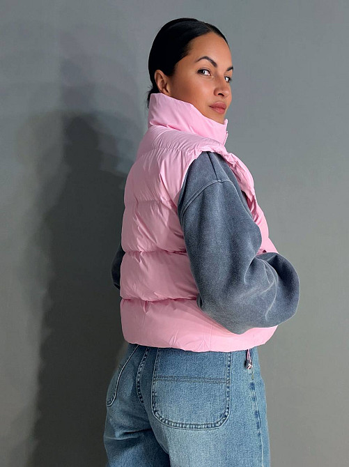 Жилетка женская A-N 10013 дутая без капюшона розовая, розовый, 44 Киев - изображение 3