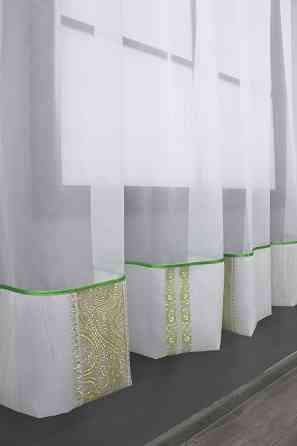 Кухонная занавеска VR-Textil № 078к белый с золотисто-салатовым 280х170 см (59-963) Киев