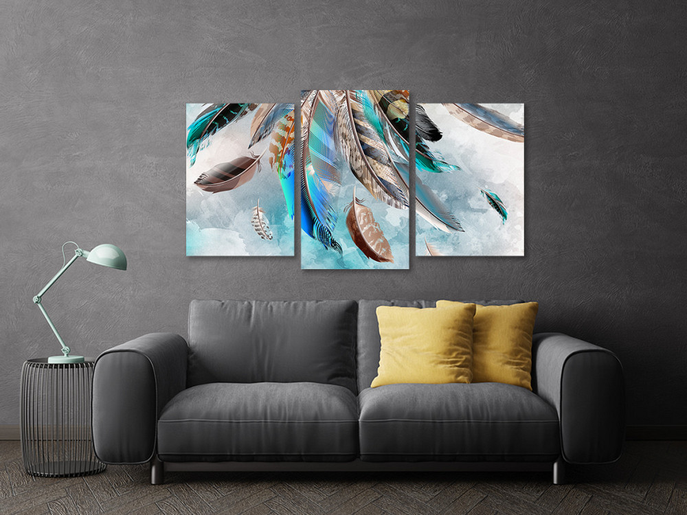 Модульна картина у вітальню/ спальню Абстракція Пір`я Art-529_3 70x130 см Київ - фото 3