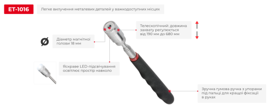 Магнит удлинителе Качественный телескопический манипулятор с магнитной головкой и подсветкой Максимум 79см Одесса