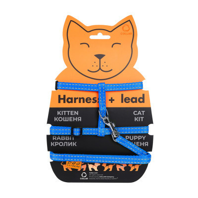Шлея для котів Dog Extreme з нейлону з повідцем Ш 10 мм Д 110 см блакитна (42852) Вінниця - фото 2