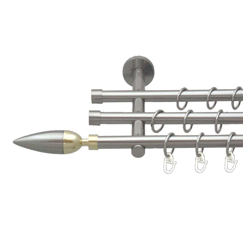 Карниз Orvit Лінея металевий трирядний циліндр (20 см) гладка труба кільце металеве Нержавіюча Сталь 16\16\16 мм 300 см (5503386) Львів - фото 1