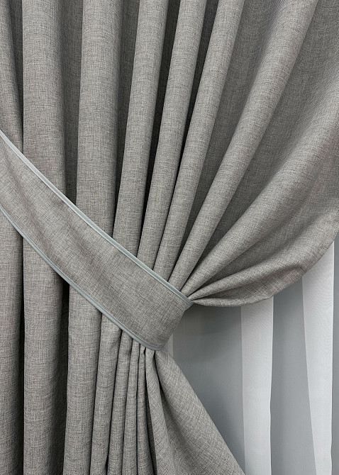 Комплект готових штор VR-Textil Льон ALORA-TON № 1875ш Світло-сірий 100х250см 2 шт (39-951) Київ - фото 4