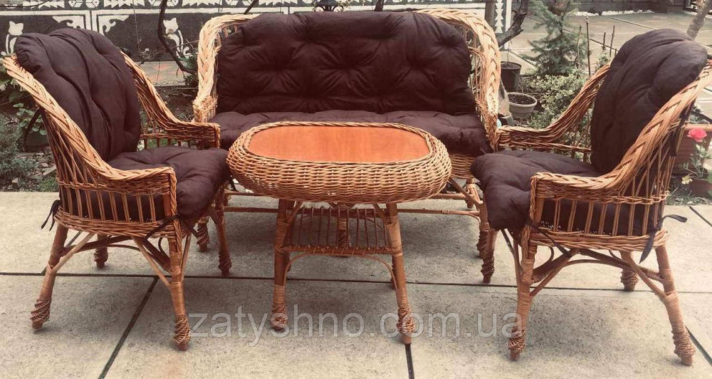 Мебель плетеная с накидками | мебель из лозы с подушками | мебель  натуральная с небольшим столом Киев - изображение 3