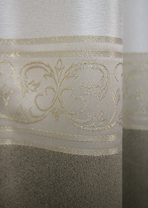 Комплект готовых штор VR-Textil ANZIO № 1466ш Бежевый с золотистым 140х270 см 2 шт (39-132) Киев - изображение 8