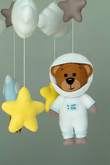 Дитячий музичний мобіль на ліжечко для немовлят WooolyWool «Космонавт» з 35 мелодіями Київ - фото 3