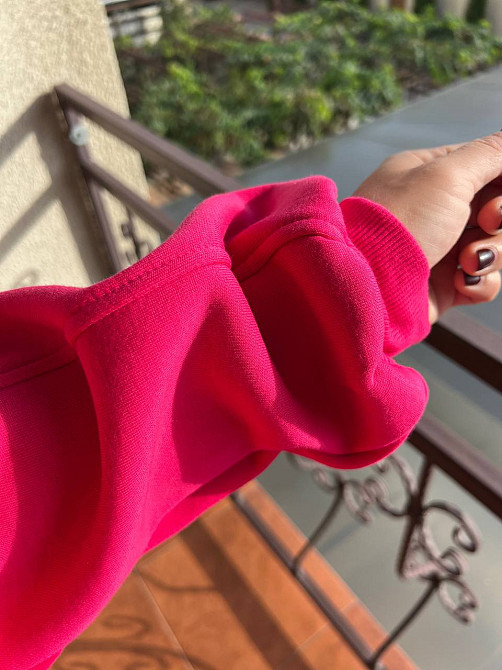 Свитшот женский OLIVIA 2479 широкий оверсайз утепленный вышивка рисунок one size, малиновий, one size Киев - изображение 3