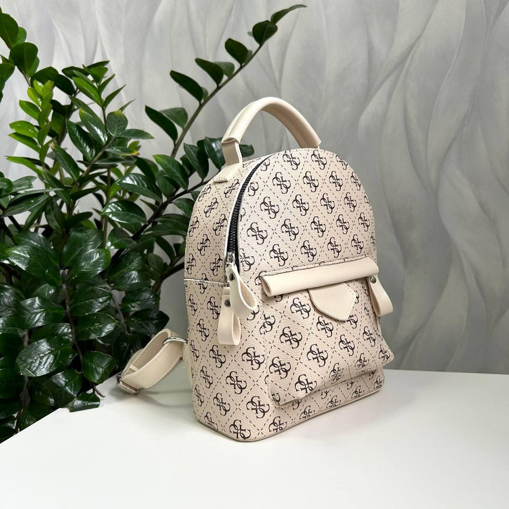 Женский рюкзак классический брендовый. Женский маленький брендовый рюкзак Бежевый 816 Киев - изображение 8