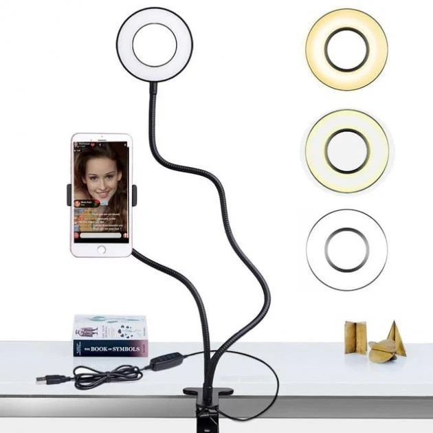 Держатель для телефона с LED подсветкой Professional Live Stream на прищепке. Одесса - изображение 5