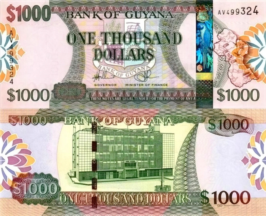 ГАЙАНА. 1000 долларов 2011г. (P-38b). UNC! Полтава - изображение 1