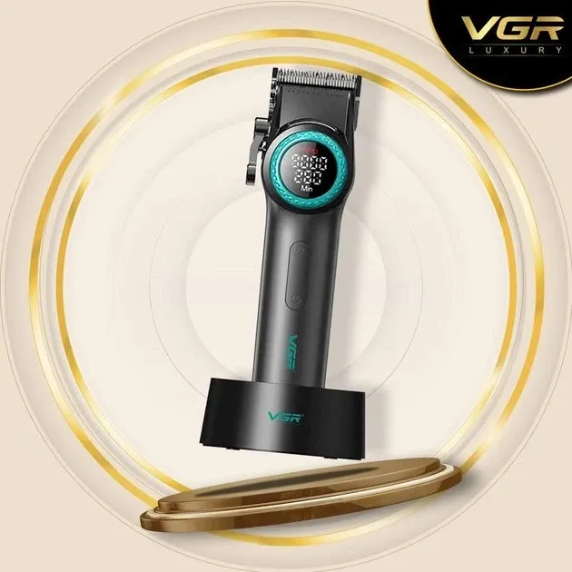 Професійна акумуляторна машинка для стрижки VGR V-001 з 10 насадками та ємністю 4600mAh чорна Одеса - фото 5