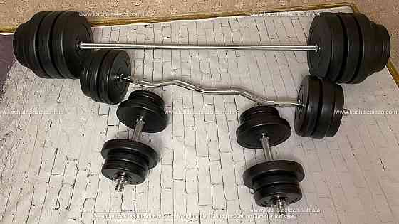 Штанга набірна + W-подібний гриф з гантелями 140 кг Гантелі, гирі, штанги та диски ударостійкий пластик Київ