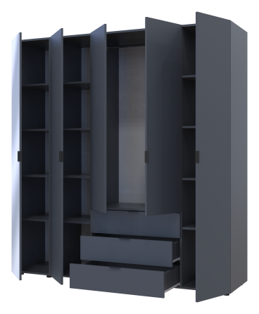 Комплект шаф для одягу Doros Гелар (2 шт.) 194х49,5х203,4 см Дзеркало/Графіт (DRS-011138) Львів