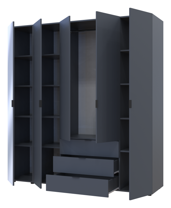 Комплект шаф для одягу Doros Гелар (2 шт.) 194х49,5х203,4 см Дзеркало/Графіт (DRS-011138) Львів - фото 4