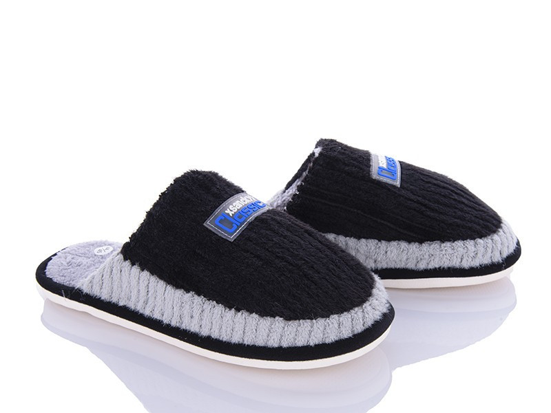 Мужские комнатные тапочки черно серый тм 