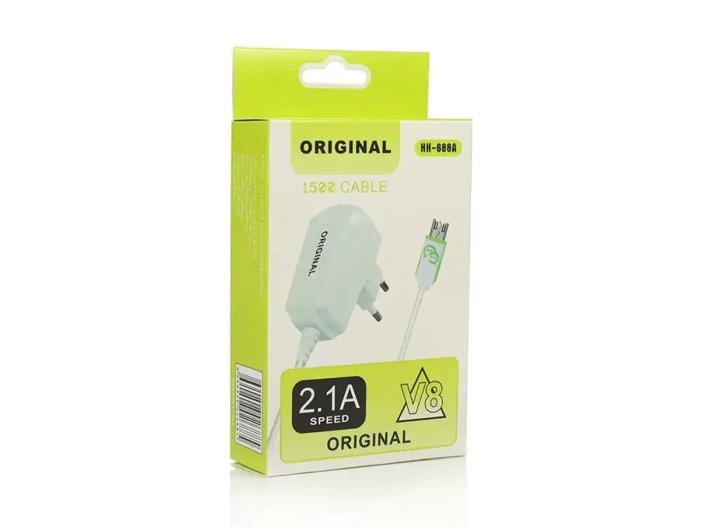 Мережевий зарядний пристрій Original HH-688A 220V (12W, 5V/2.1A) на 1 USB-порт із кабелем micro-USB 1.5м Одеса - фото 2