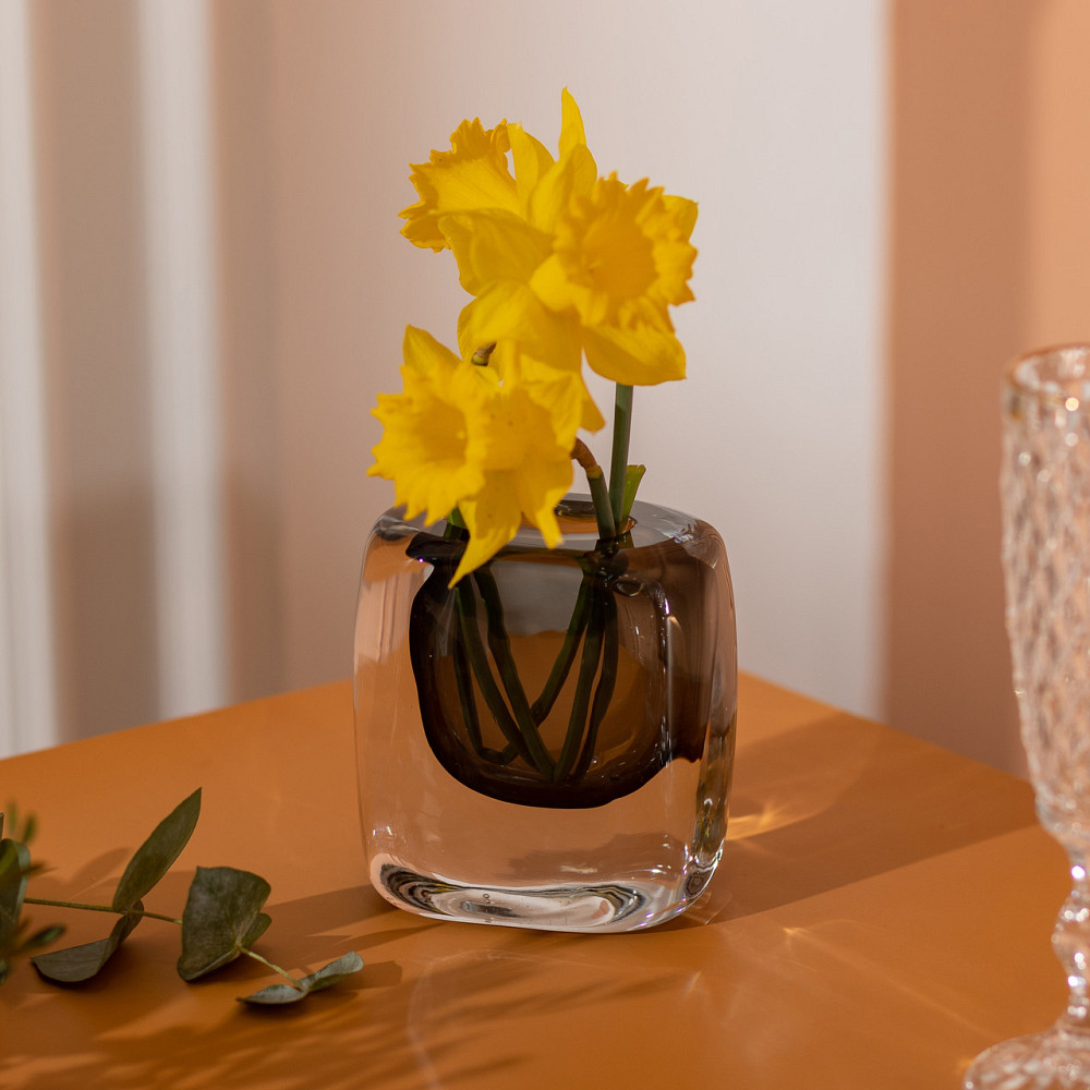 Flower Season Ваза скляна прозора 10х7х11 см для квітів декоративна 120 мл Сіра HP-10-18 Киев - изображение 3