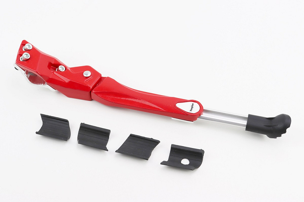 Підніжка бокова задня телескопічна для 24"- 29", кріплення за перо рами, алюмінієва, червона Київ - фото 1