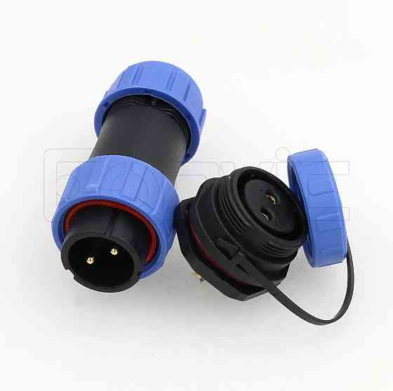 Авиaционный разъём Eonvic HE21 Золотой 2-pin панельный/кабельный IP68 30A 500V силовой герметичный Киев