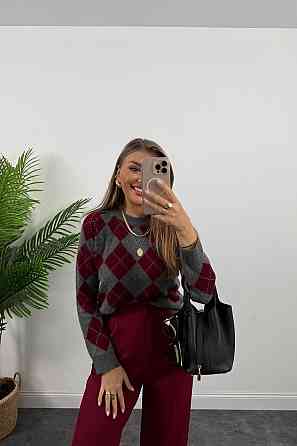 Жіночий оверсайз светр в геометричний принт машинна вʼязка Одеса