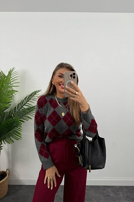 Жіночий оверсайз светр в геометричний принт машинна вʼязка Одеса - фото 5