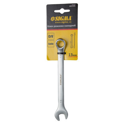 Ключ Sigma ріжково-накидний 13мм CrV satine з підвісом (6021581) Вінниця - фото 4